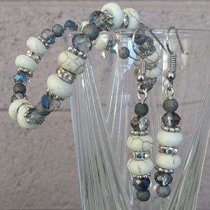 White Turquoise bracelet and earring set